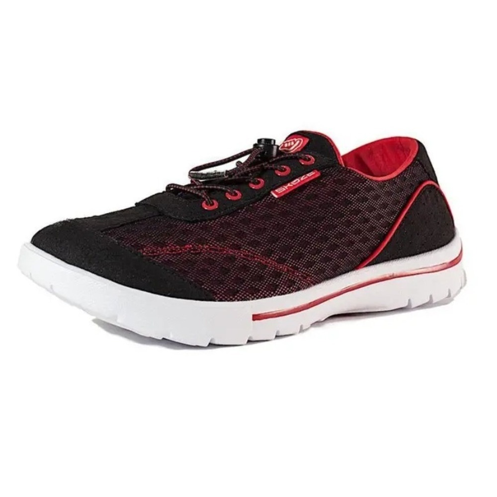 Skuze Miami Shoes Black Red Lightweight Comfort Bungee Lace Sneakers Size 4